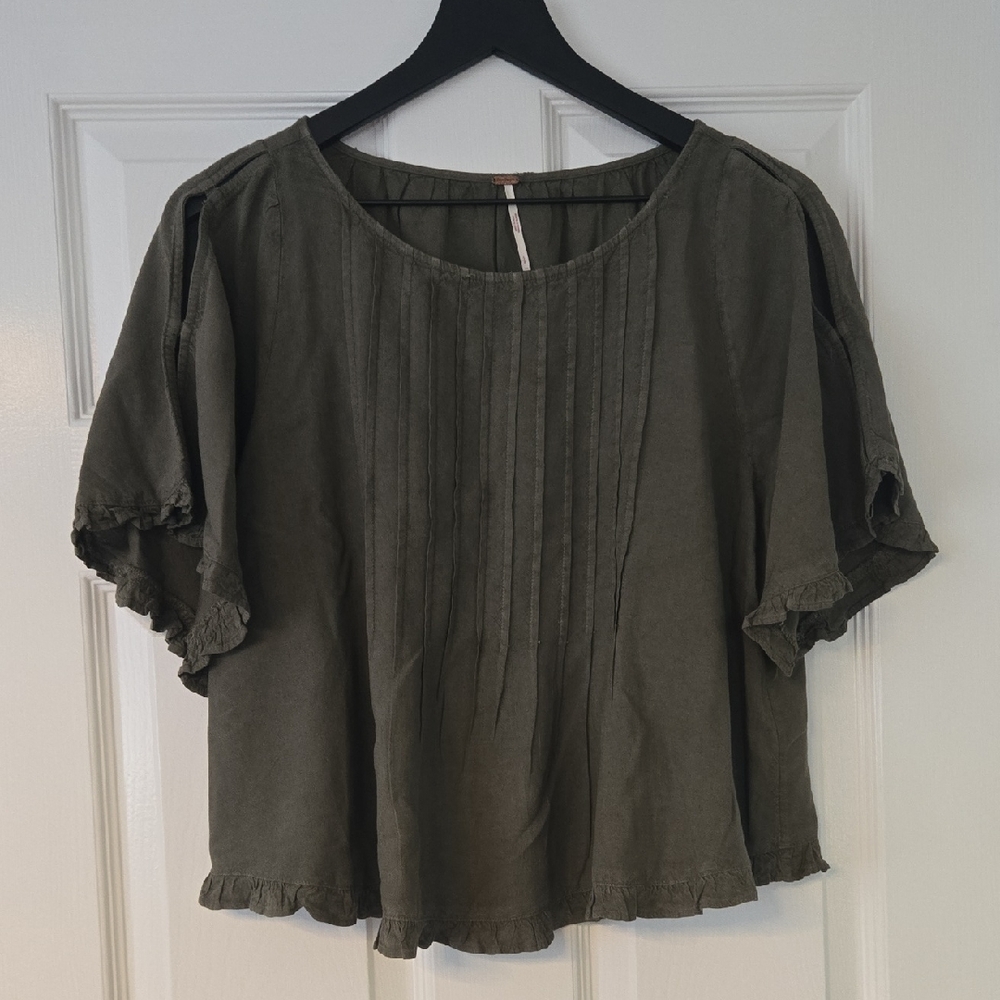 Free People Dark Olive Blouse